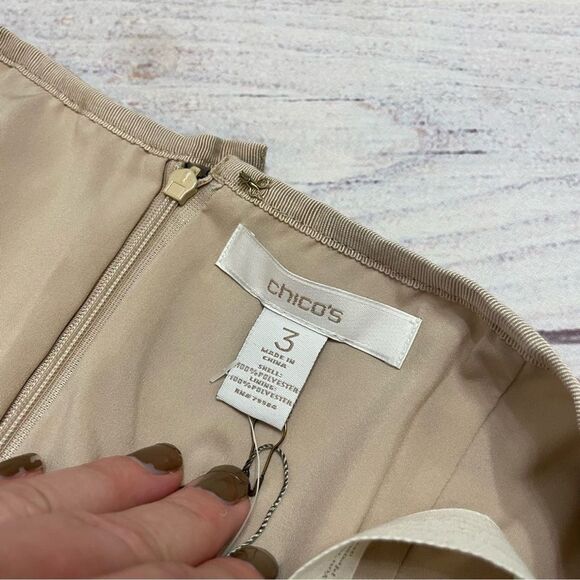 Chico’s Sequin Pencil Stephanie Skirt Gold New Size 3 = XL - Picture 7 of 8